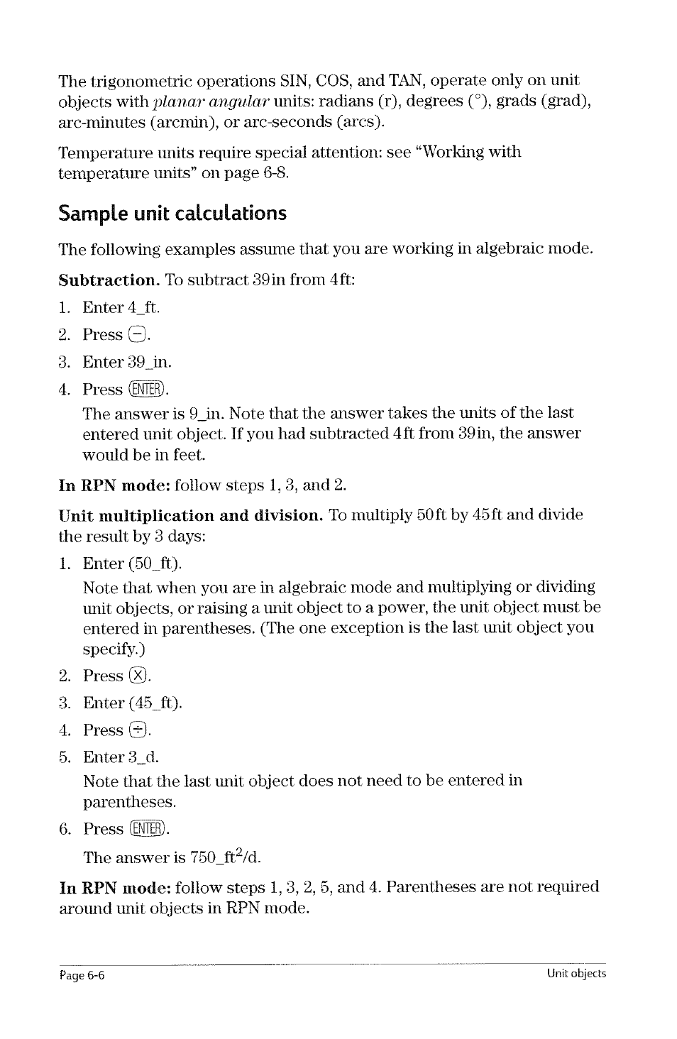 Calculating with units, Calculating with emits -5 | HP 49g Graphing Calculator User Manual | Page 68 / 199