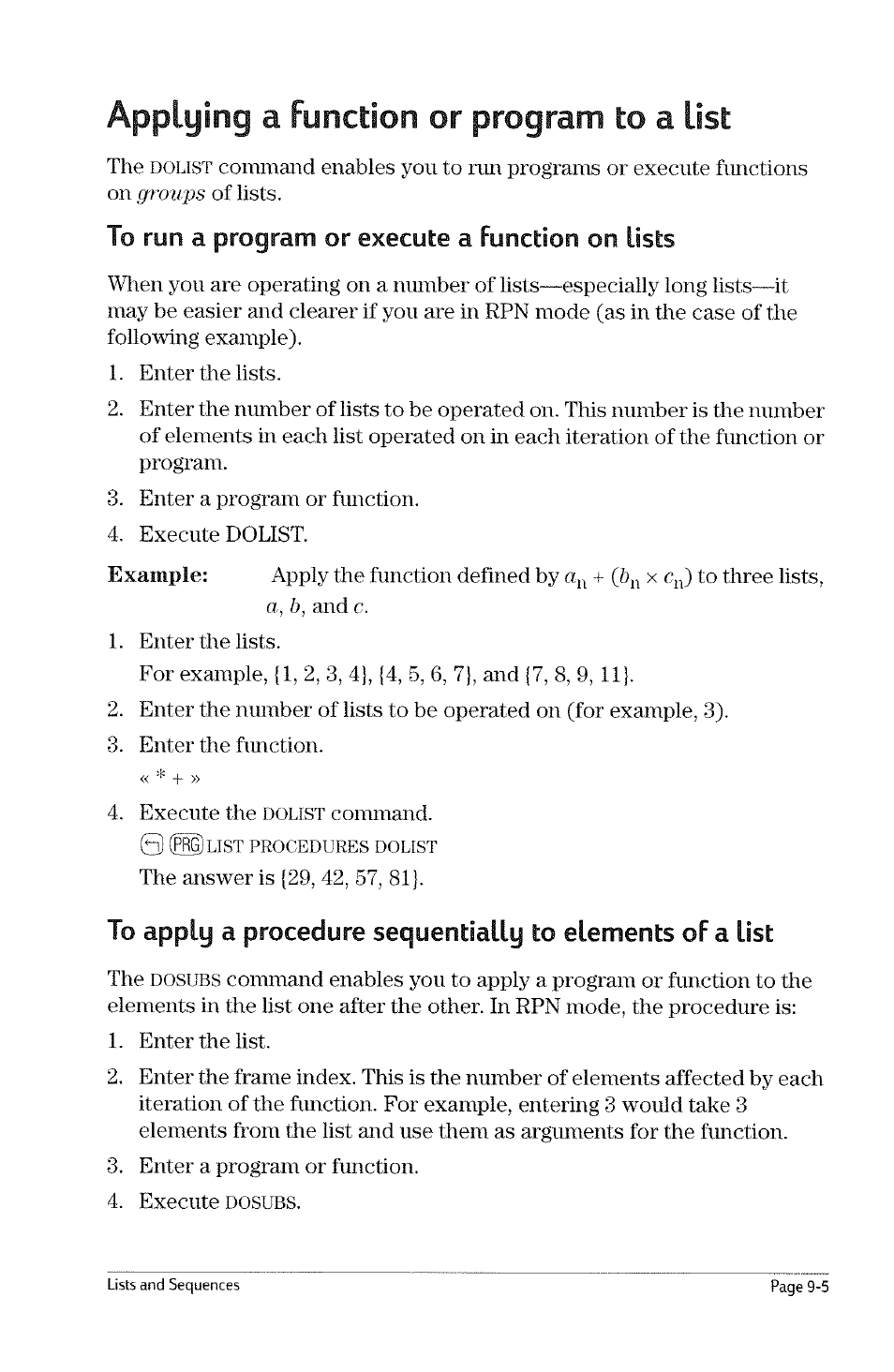 To concatenate two lists, To concatenate two lists -4 | HP 49g Graphing Calculator User Manual | Page 87 / 199