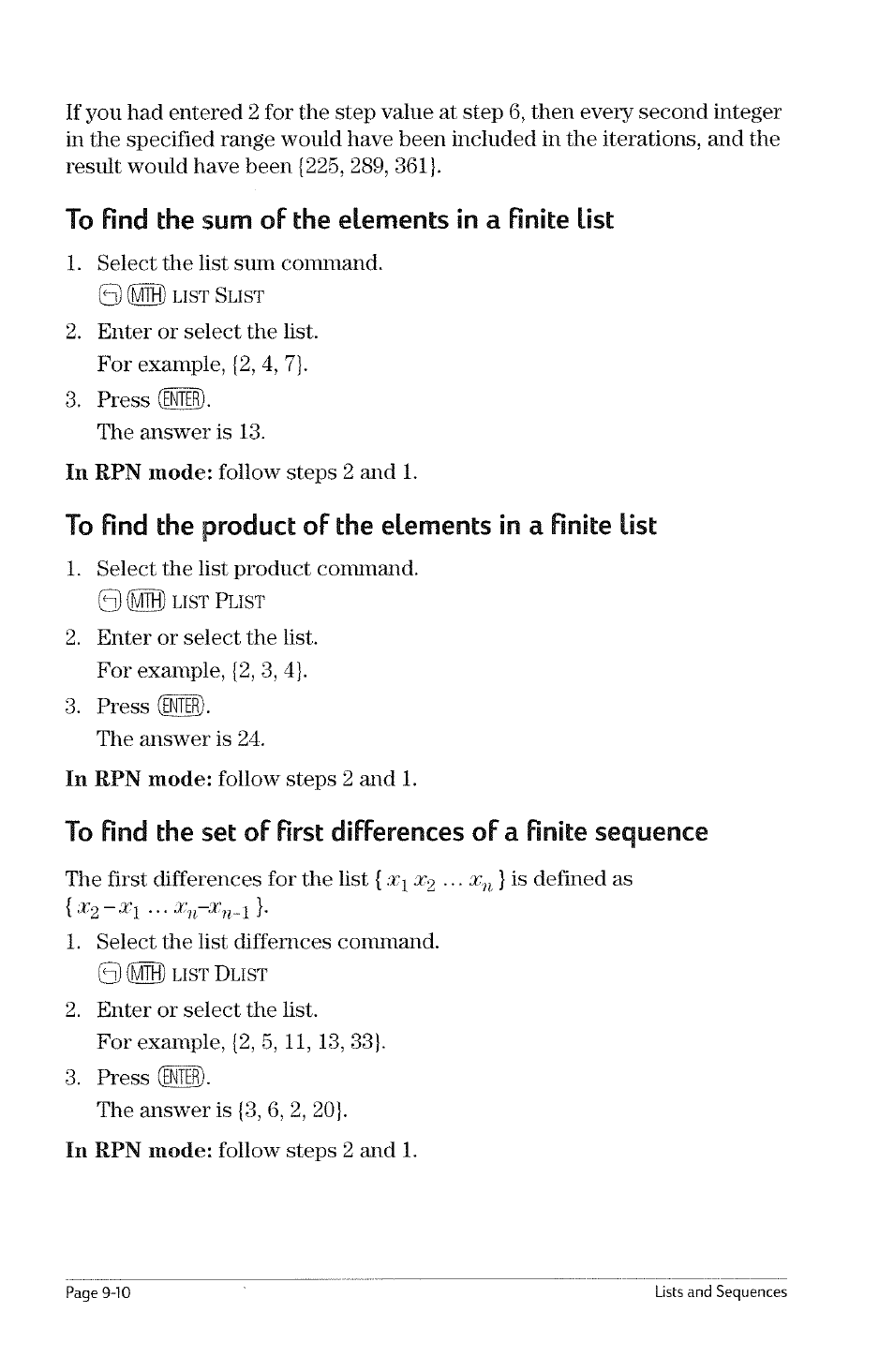 To generate a sequence, To generate a sequence -9, Sequences | HP 49g Graphing Calculator User Manual | Page 92 / 199