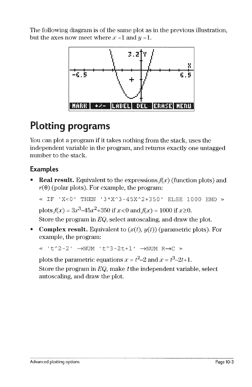 To label the axes with user-defined labels | HP 49g Graphing Calculator User Manual | Page 95 / 199