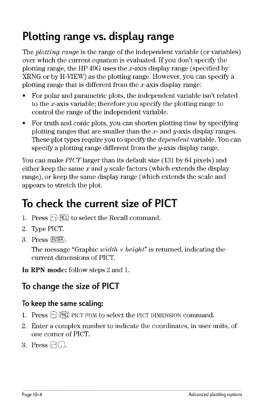 Plotting programs, Examples, Plotting programs -3 | HP 49g Graphing Calculator User Manual | Page 96 / 199