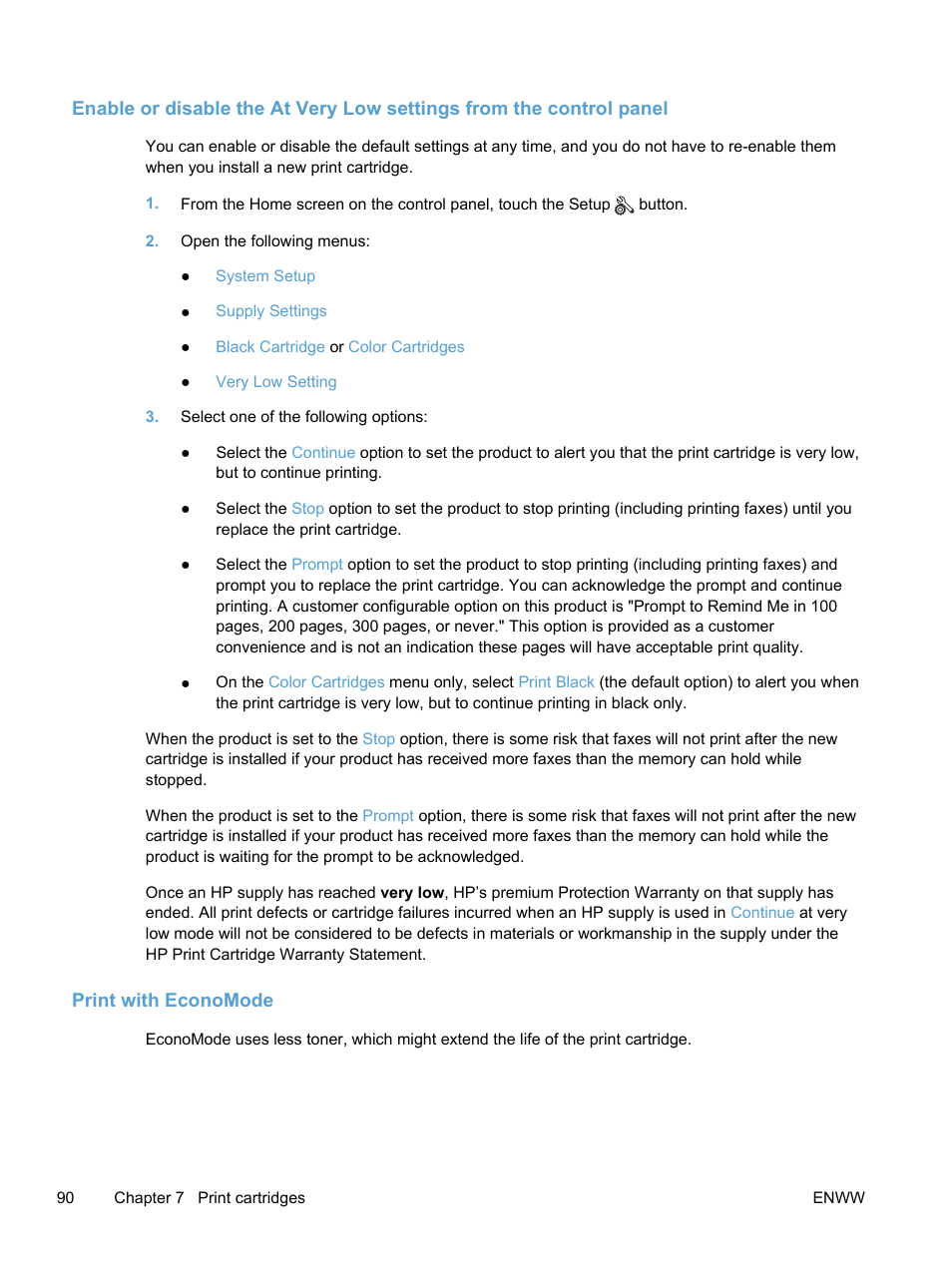 Print with economode | HP LaserJet Pro 300 Color MFP M375 User Manual | Page 106 / 344