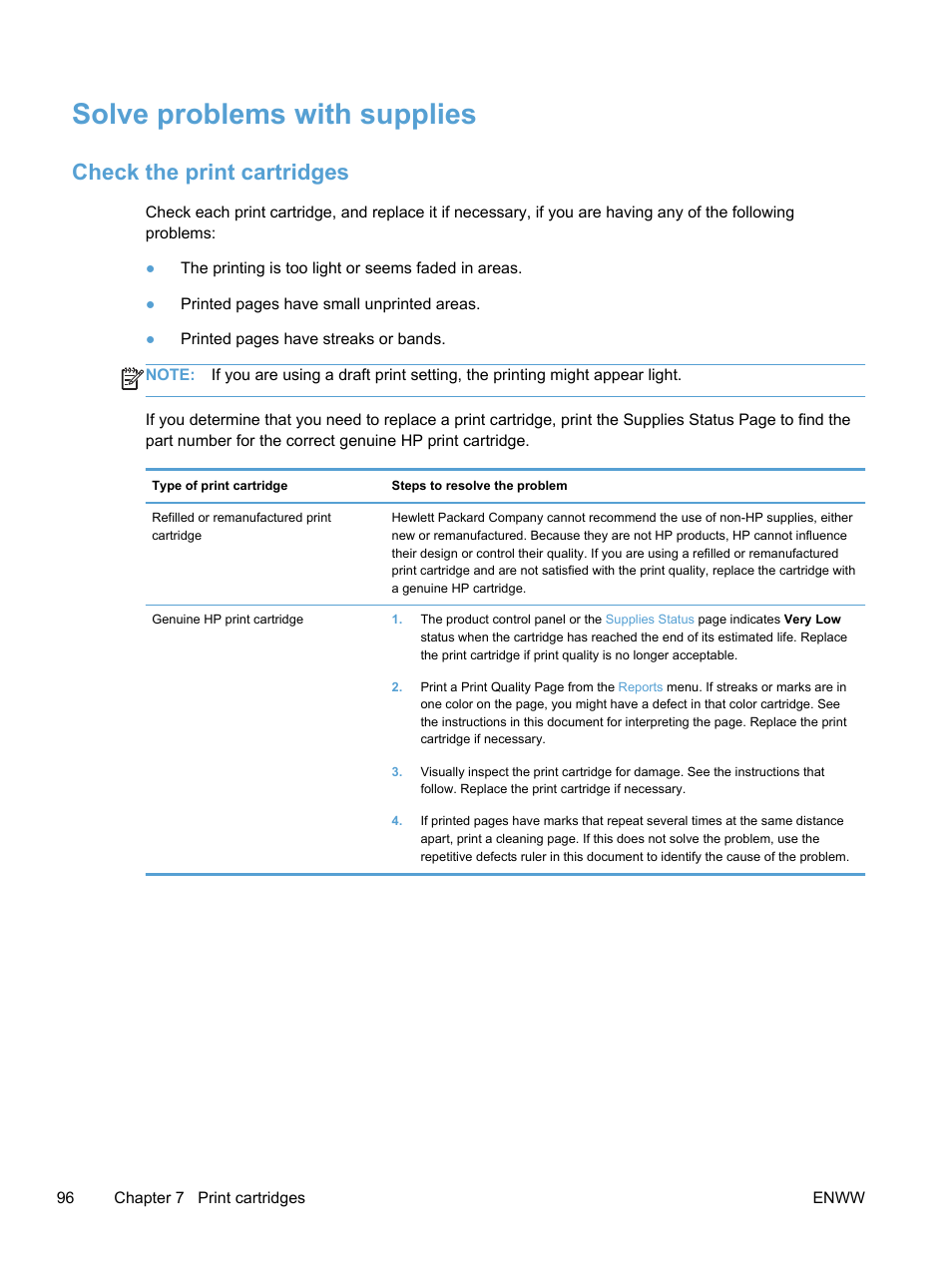 Solve problems with supplies, Check the print cartridges | HP LaserJet Pro 300 Color MFP M375 User Manual | Page 112 / 344