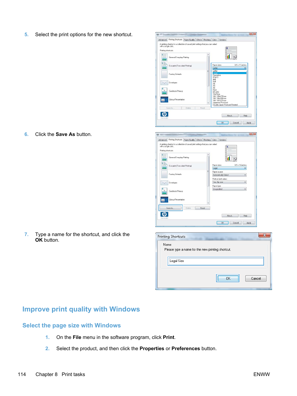 Improve print quality with windows | HP LaserJet Pro 300 Color MFP M375 User Manual | Page 130 / 344