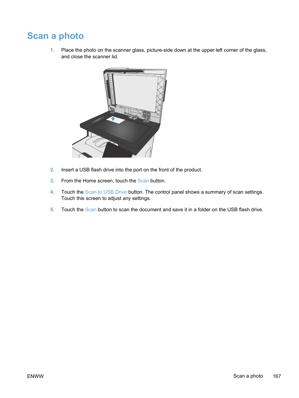 Scan a photo | HP LaserJet Pro 300 Color MFP M375 User Manual | Page 183 / 344