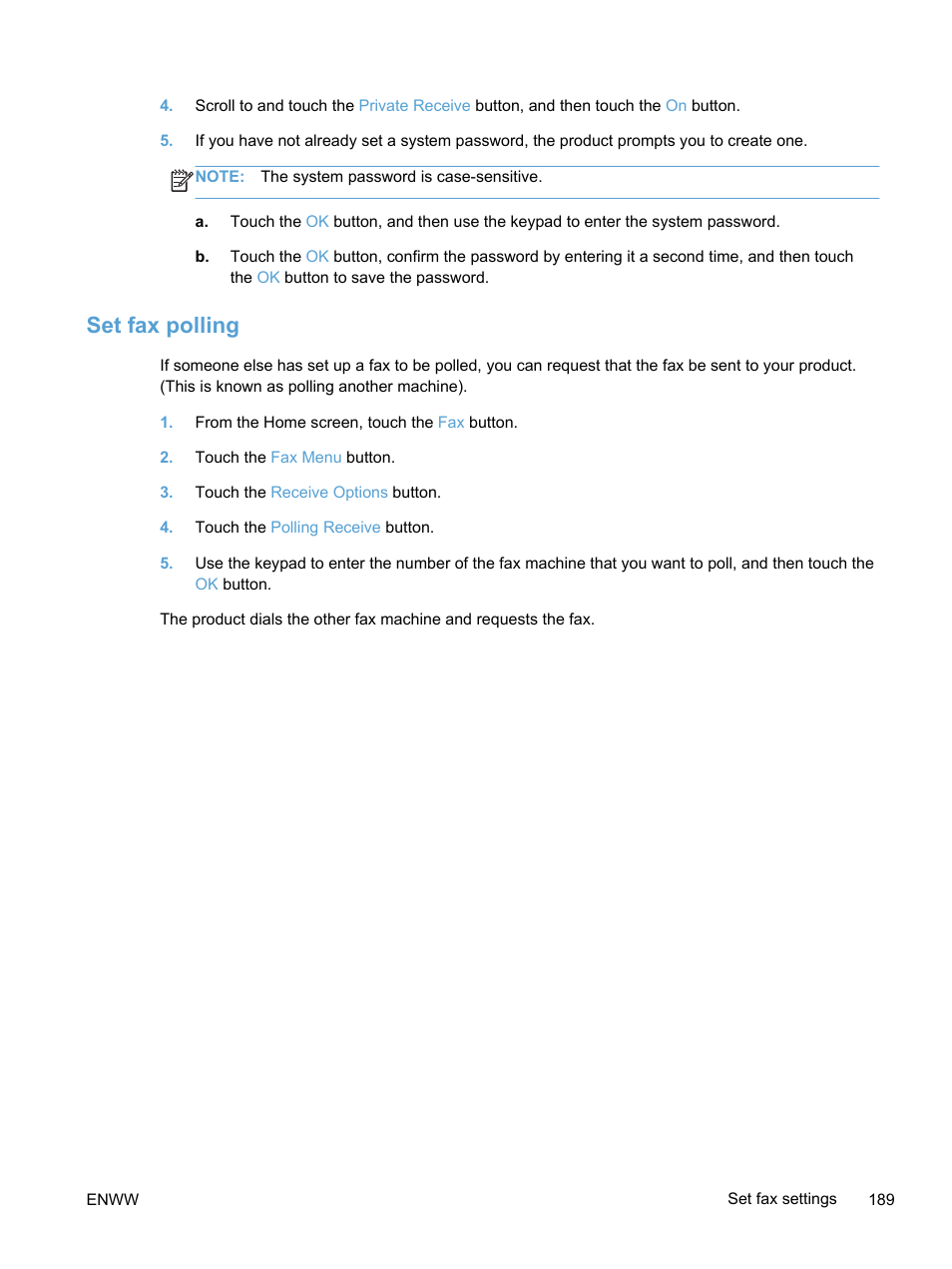 Set fax polling | HP LaserJet Pro 300 Color MFP M375 User Manual | Page 205 / 344