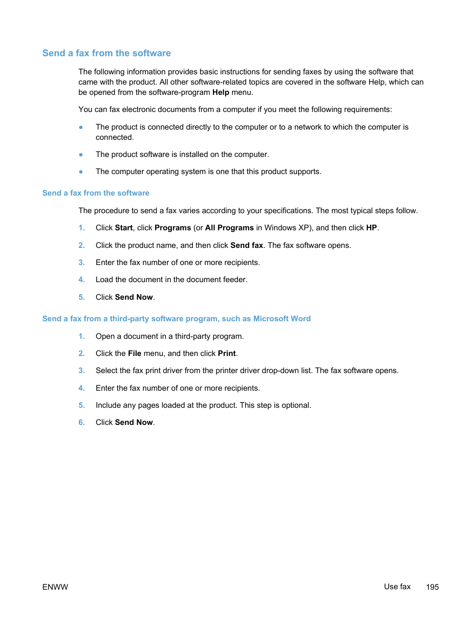 Send a fax from the software | HP LaserJet Pro 300 Color MFP M375 User Manual | Page 211 / 344