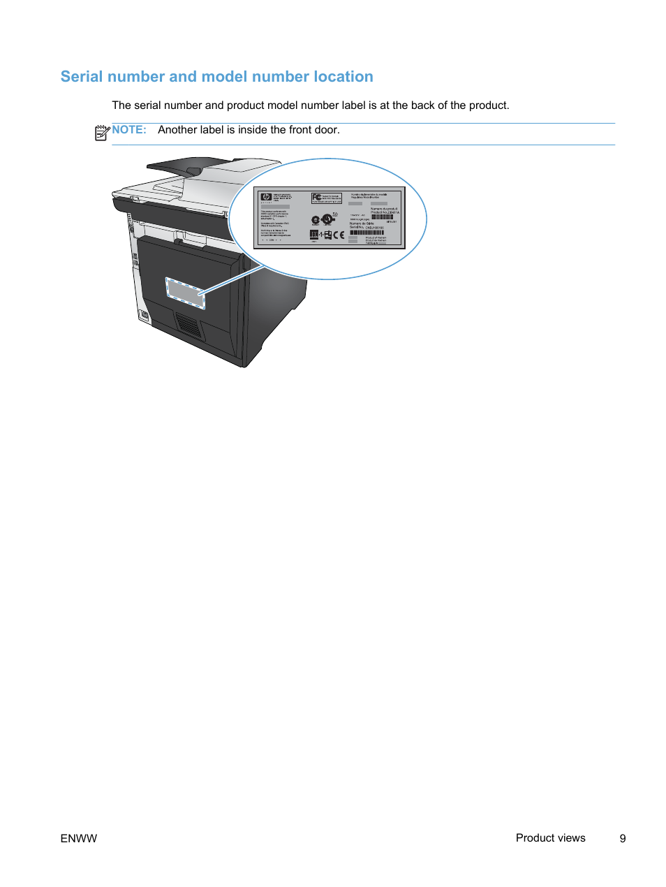 Serial number and model number location | HP LaserJet Pro 300 Color MFP M375 User Manual | Page 25 / 344