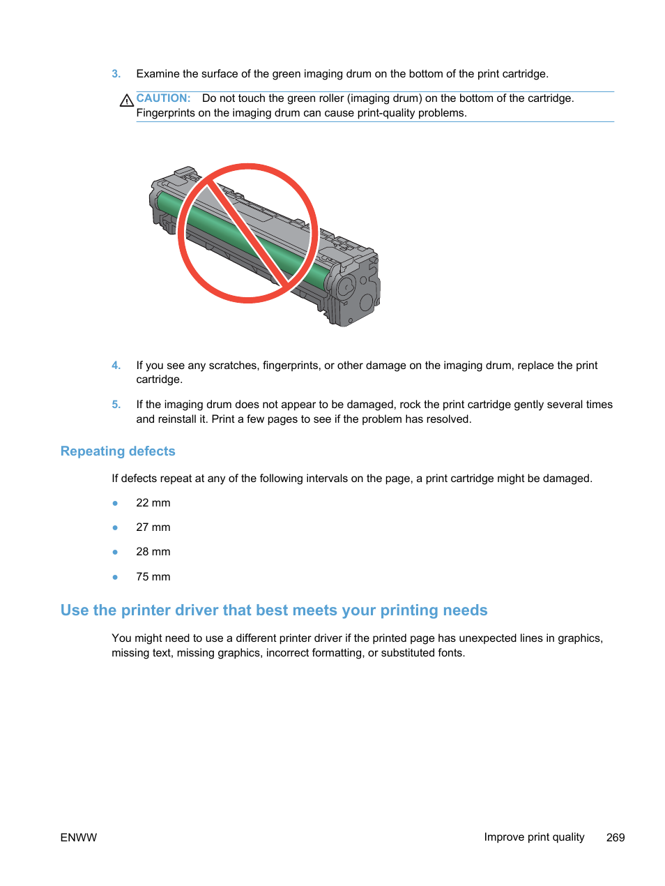 Repeating defects | HP LaserJet Pro 300 Color MFP M375 User Manual | Page 285 / 344