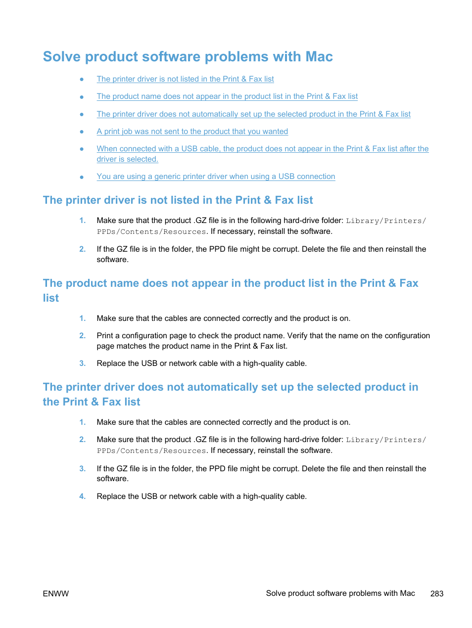 Solve product software problems with mac | HP LaserJet Pro 300 Color MFP M375 User Manual | Page 299 / 344