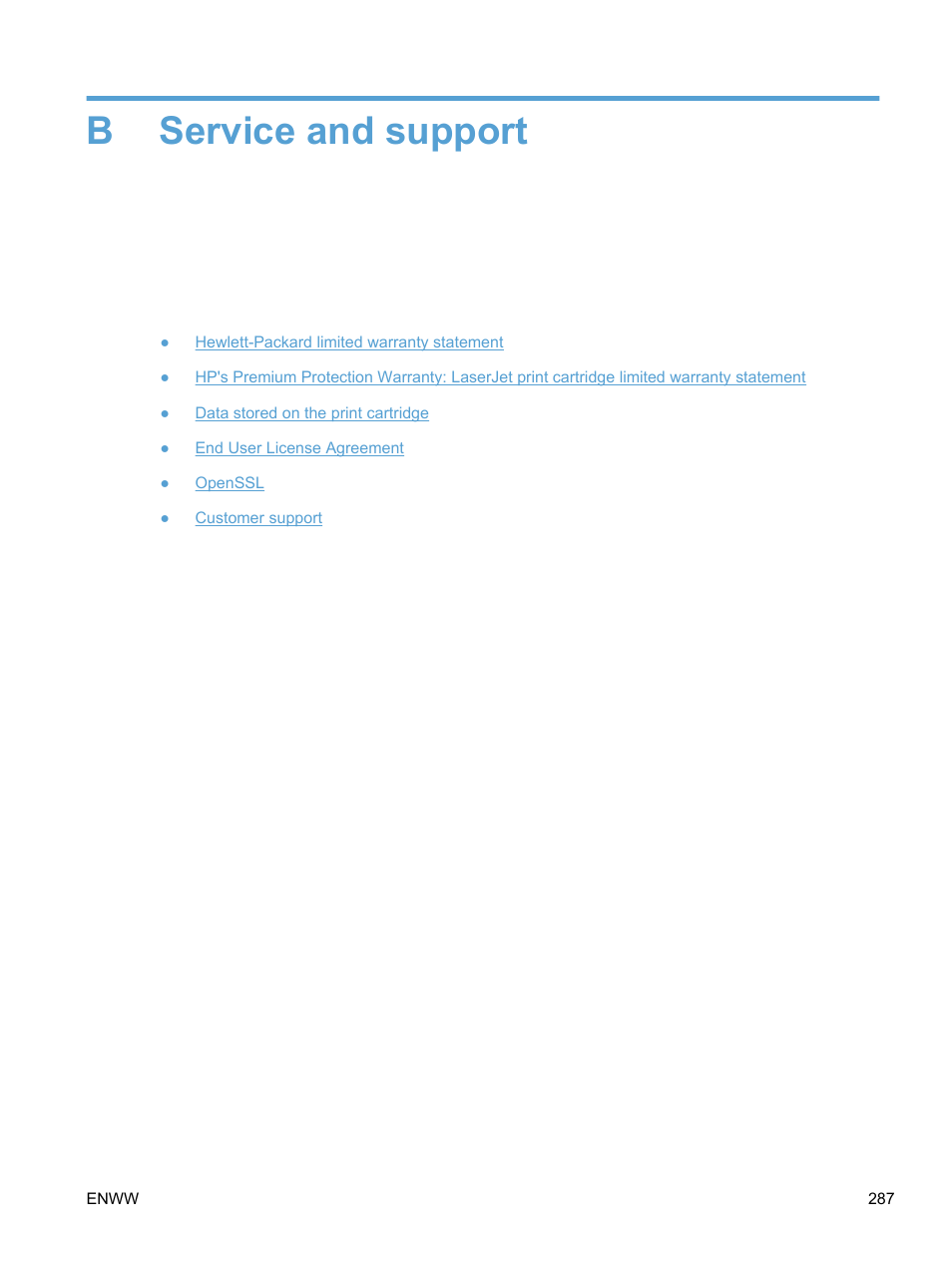 Service and support, Appendix b service and support, Bservice and support | HP LaserJet Pro 300 Color MFP M375 User Manual | Page 303 / 344