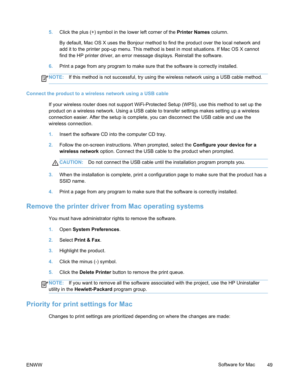 Priority for print settings for mac | HP LaserJet Pro 300 Color MFP M375 User Manual | Page 65 / 344