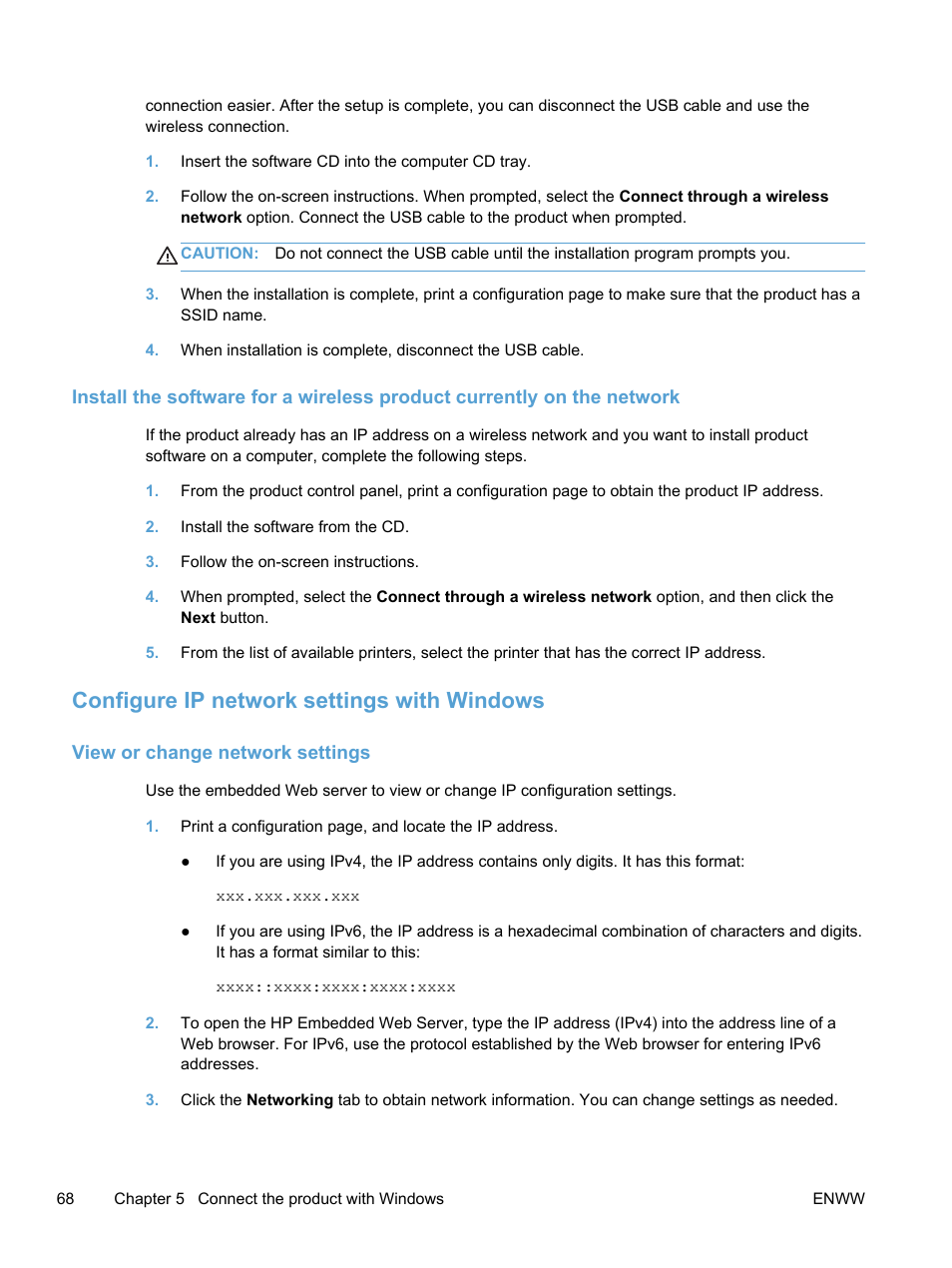 Configure ip network settings with windows, View or change network settings | HP LaserJet Pro 300 Color MFP M375 User Manual | Page 84 / 344