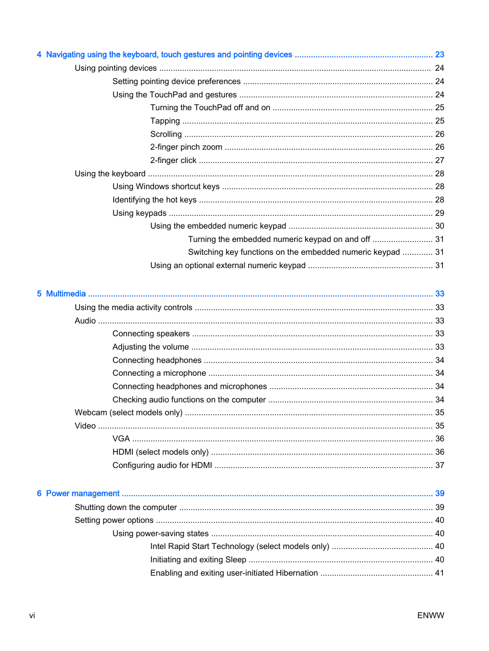 HP 350 G1 Notebook PC User Manual | Page 6 / 104