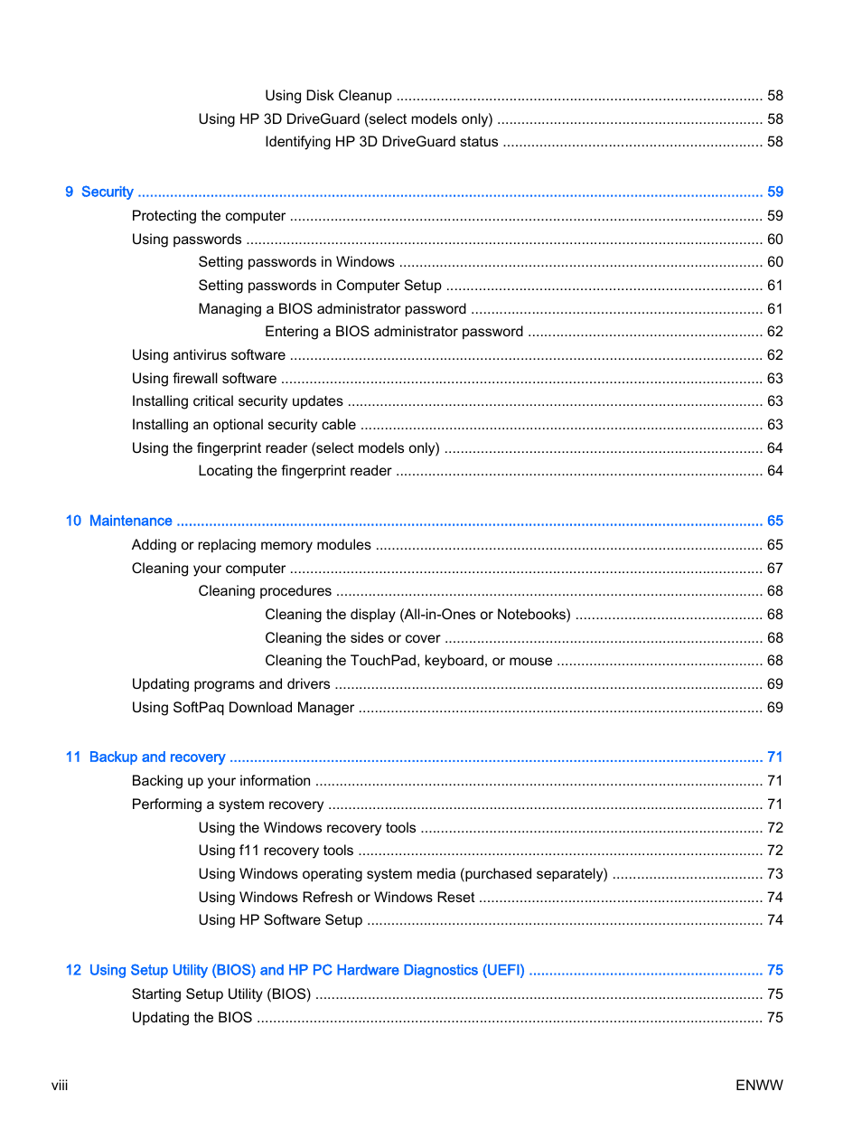 HP 350 G1 Notebook PC User Manual | Page 8 / 104