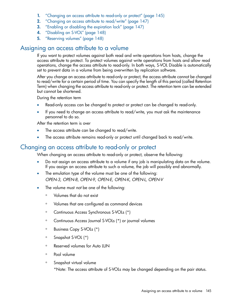 Assigning an access attribute to a volume | HP XP P9500 Storage User Manual | Page 145 / 411