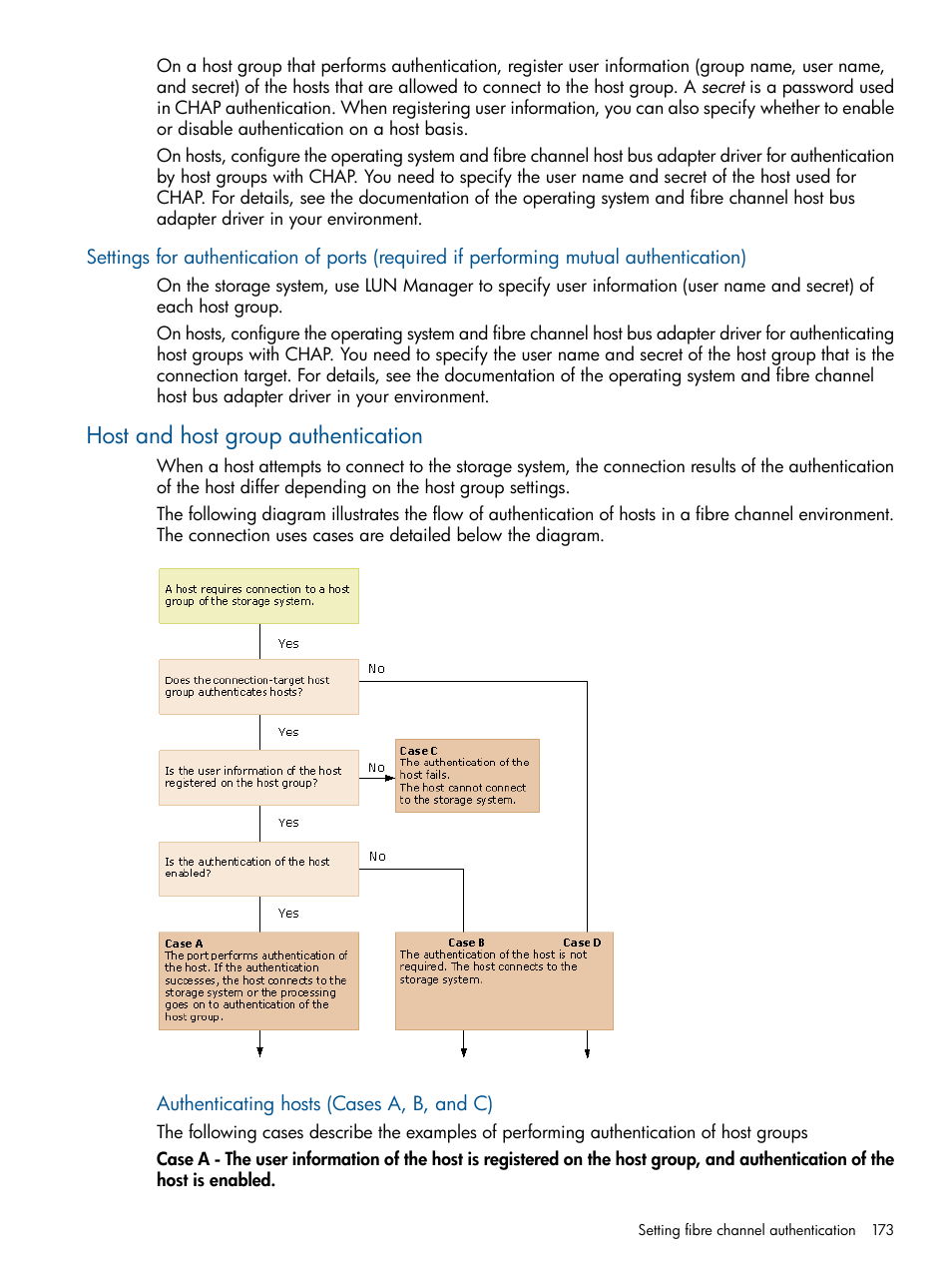 Host and host group authentication | HP XP P9500 Storage User Manual | Page 173 / 411