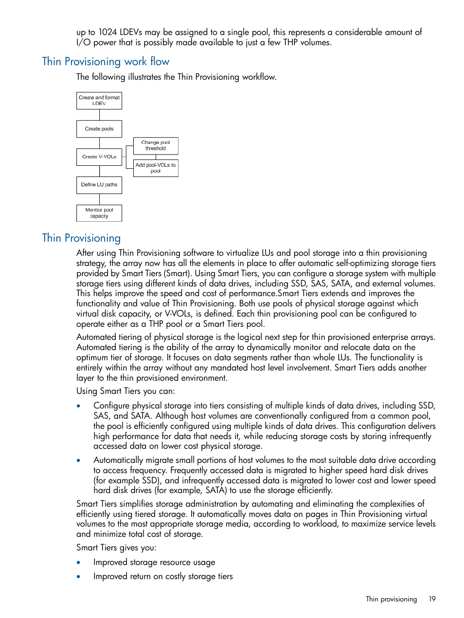 Thin provisioning work flow, Thin provisioning, Thin provisioning work flow thin provisioning | HP XP P9500 Storage User Manual | Page 19 / 411