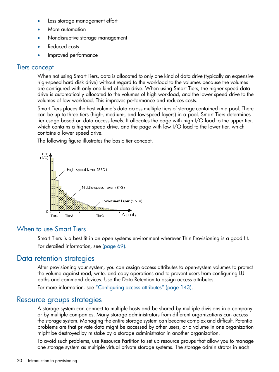 Tiers concept, When to use smart tiers, Data retention strategies | Resource groups strategies, Tiers concept when to use smart tiers | HP XP P9500 Storage User Manual | Page 20 / 411