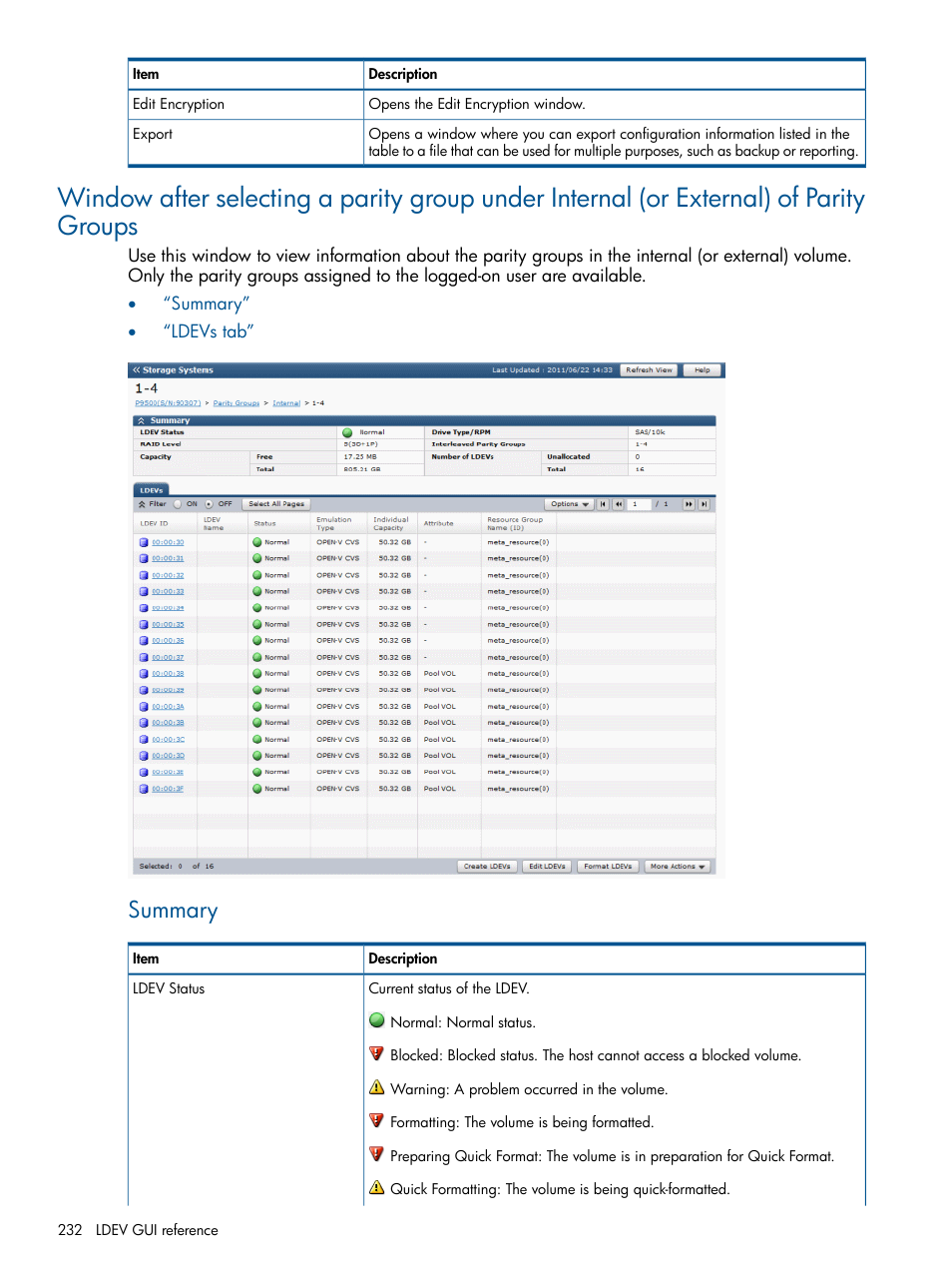 Summary | HP XP P9500 Storage User Manual | Page 232 / 411