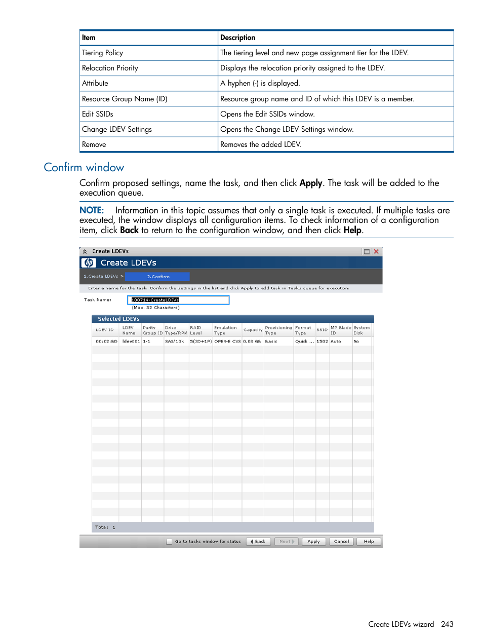 Confirm window | HP XP P9500 Storage User Manual | Page 243 / 411