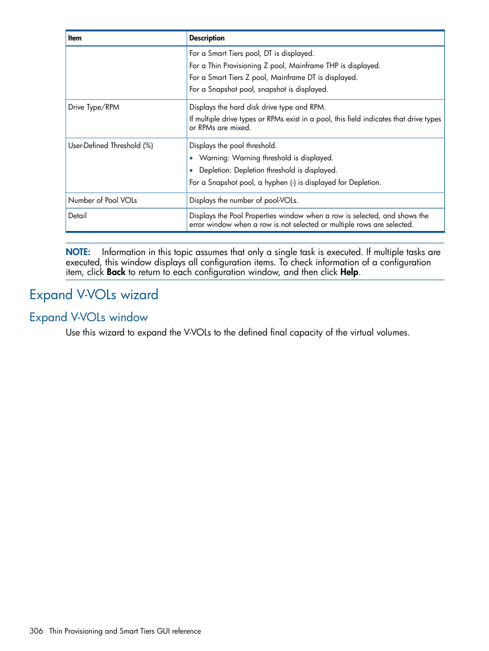 Expand v-vols wizard, Expand v-vols window | HP XP P9500 Storage User Manual | Page 306 / 411