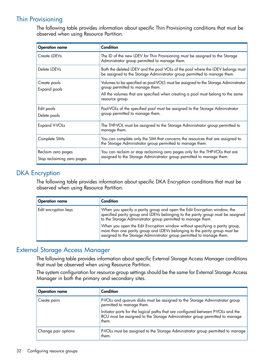 Thin provisioning, Dka encryption, External storage access manager | HP XP P9500 Storage User Manual | Page 32 / 411