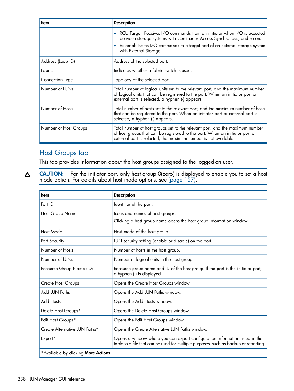 Host groups tab | HP XP P9500 Storage User Manual | Page 338 / 411