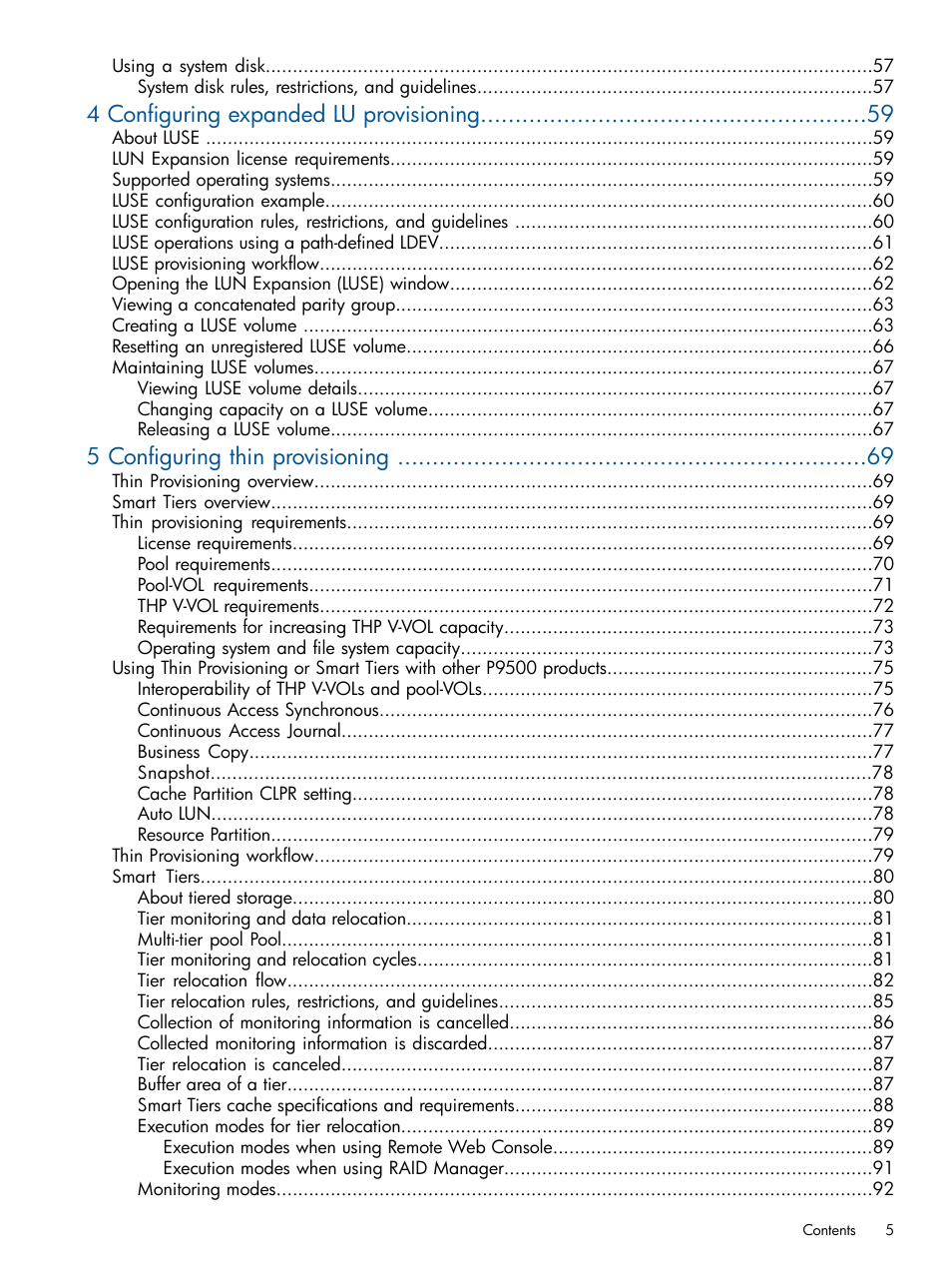 4 configuring expanded lu provisioning, 5 configuring thin provisioning | HP XP P9500 Storage User Manual | Page 5 / 411