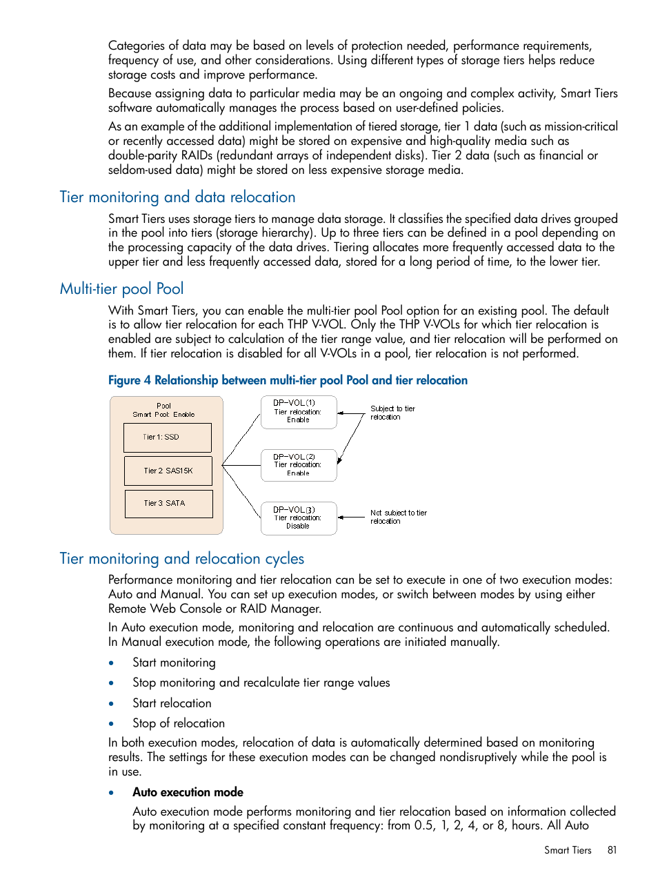 Tier monitoring and data relocation, Multi-tier pool pool, Tier monitoring and relocation cycles | HP XP P9500 Storage User Manual | Page 81 / 411