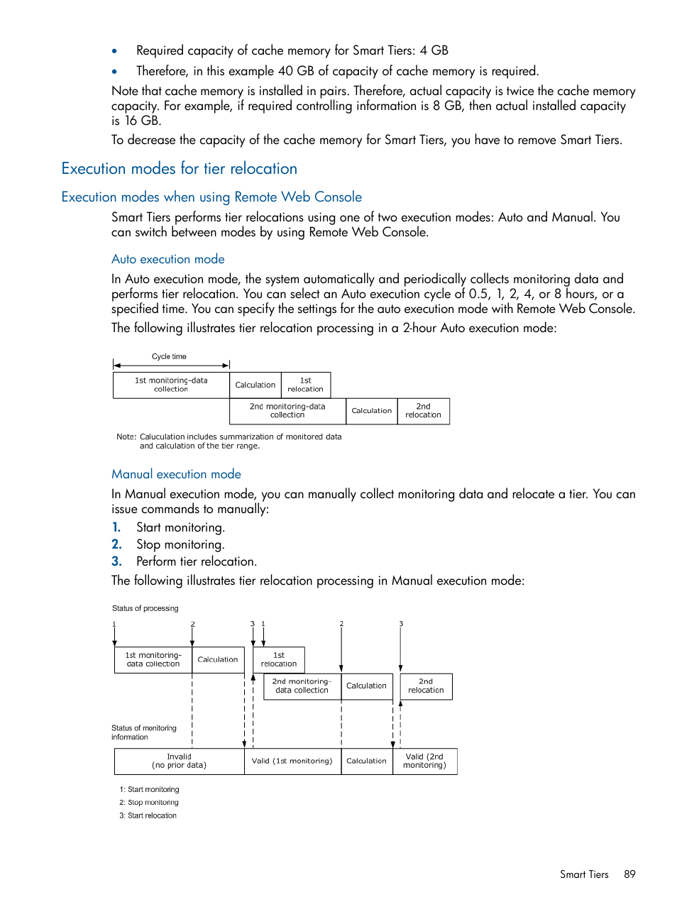 Execution modes for tier relocation, Execution modes when using remote web console | HP XP P9500 Storage User Manual | Page 89 / 411