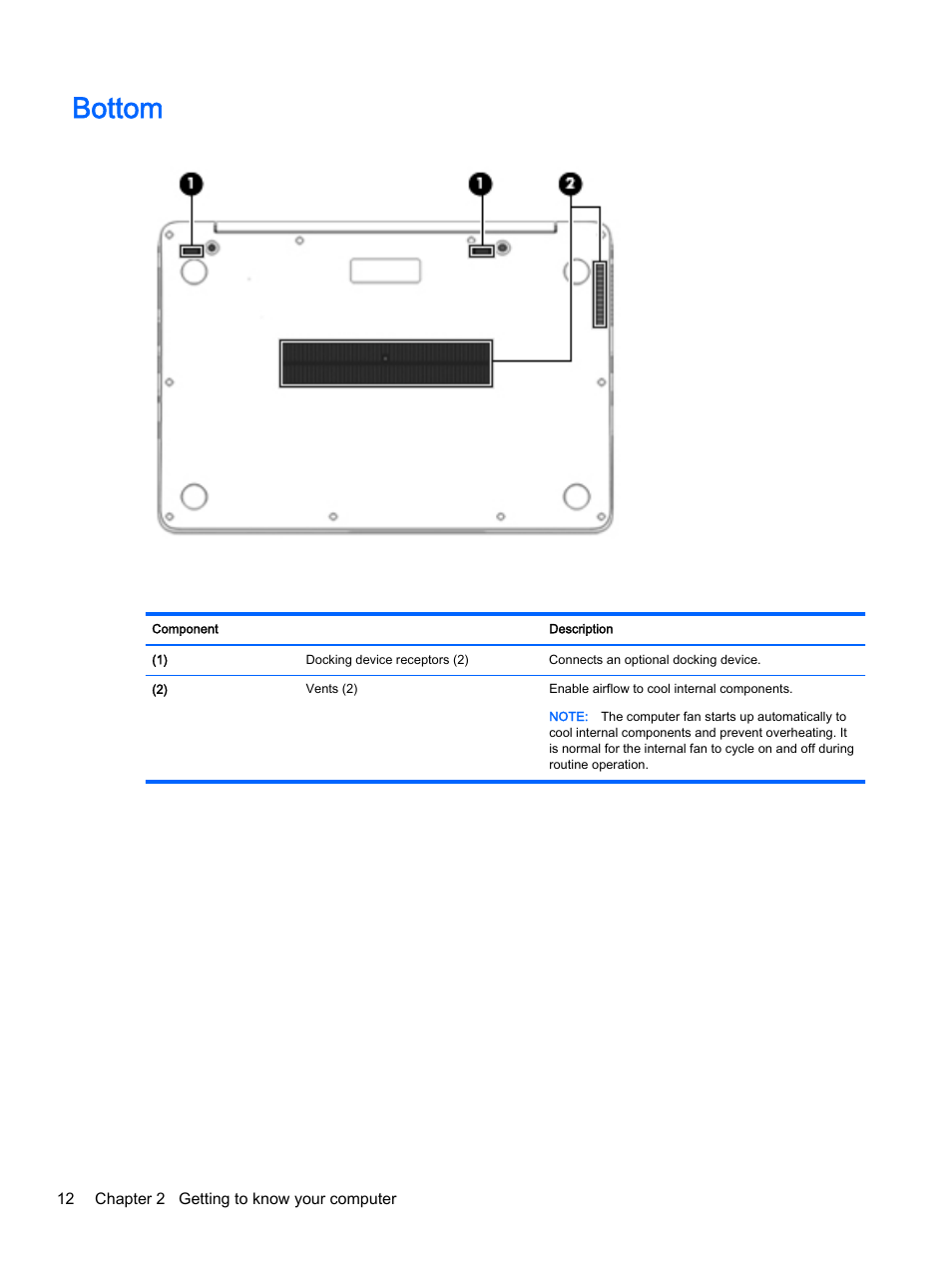 Bottom | HP EliteBook Folio 1040 G1 Notebook PC User Manual | Page 22 / 90
