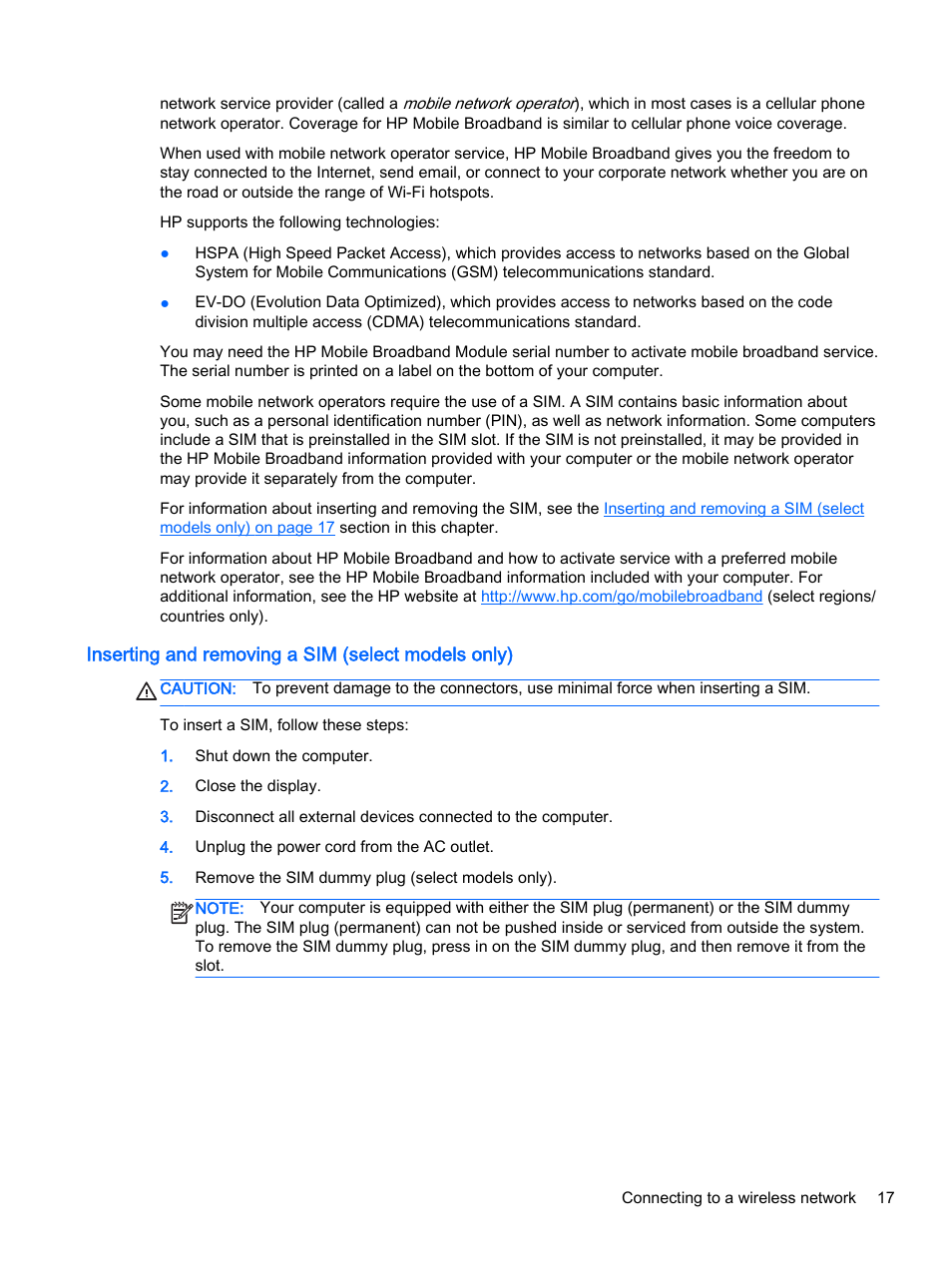 Inserting and removing a sim (select models only) | HP EliteBook Folio 1040 G1 Notebook PC User Manual | Page 27 / 90