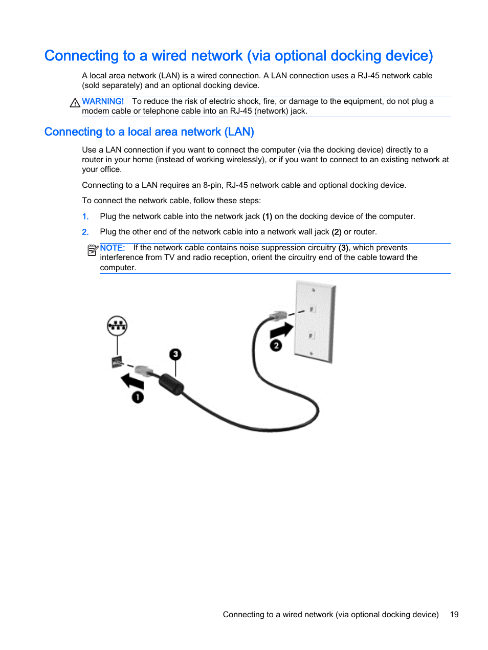 Connecting to a local area network (lan) | HP EliteBook Folio 1040 G1 Notebook PC User Manual | Page 29 / 90