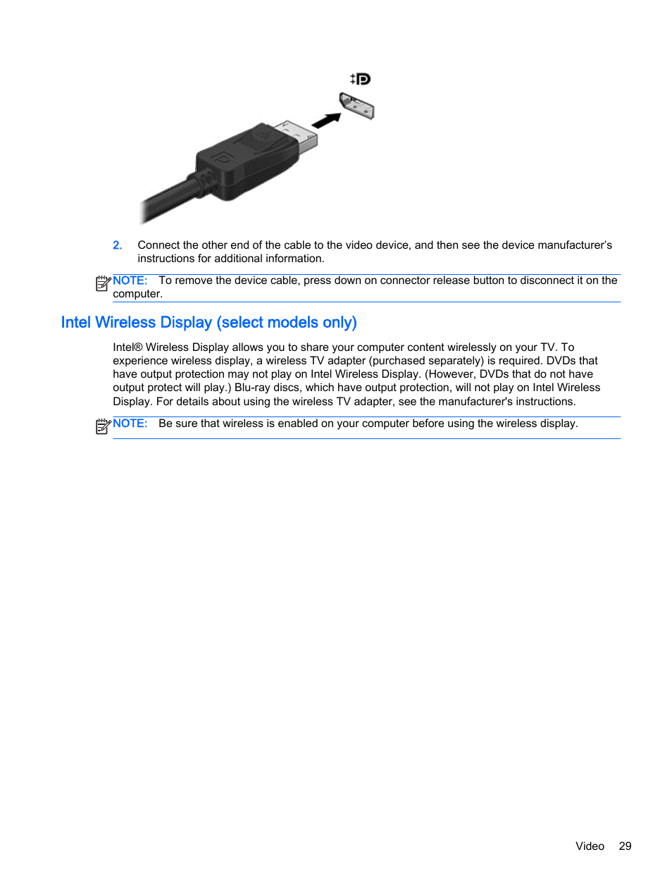 Intel wireless display (select models only) | HP EliteBook Folio 1040 G1 Notebook PC User Manual | Page 39 / 90