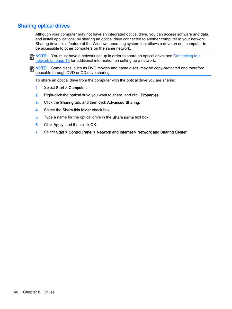 Sharing optical drives | HP EliteBook Folio 1040 G1 Notebook PC User Manual | Page 56 / 90