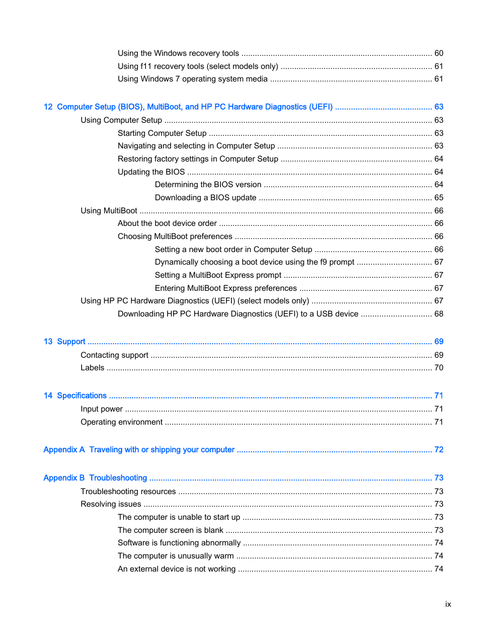 HP EliteBook Folio 1040 G1 Notebook PC User Manual | Page 9 / 90