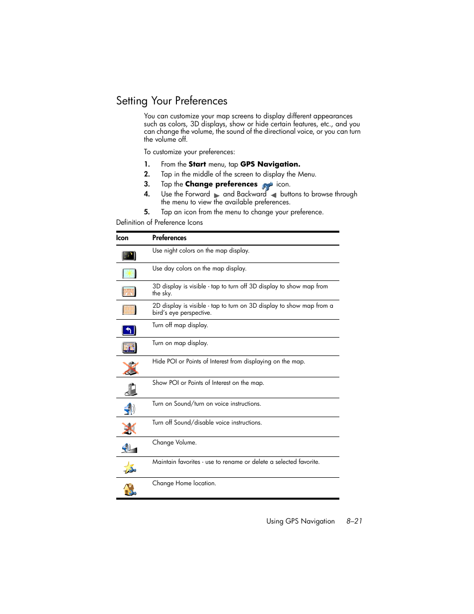 Setting your preferences, Setting your preferences –21 | HP iPAQ hw6500 Unlocked Mobile Messenger series User Manual | Page 102 / 192