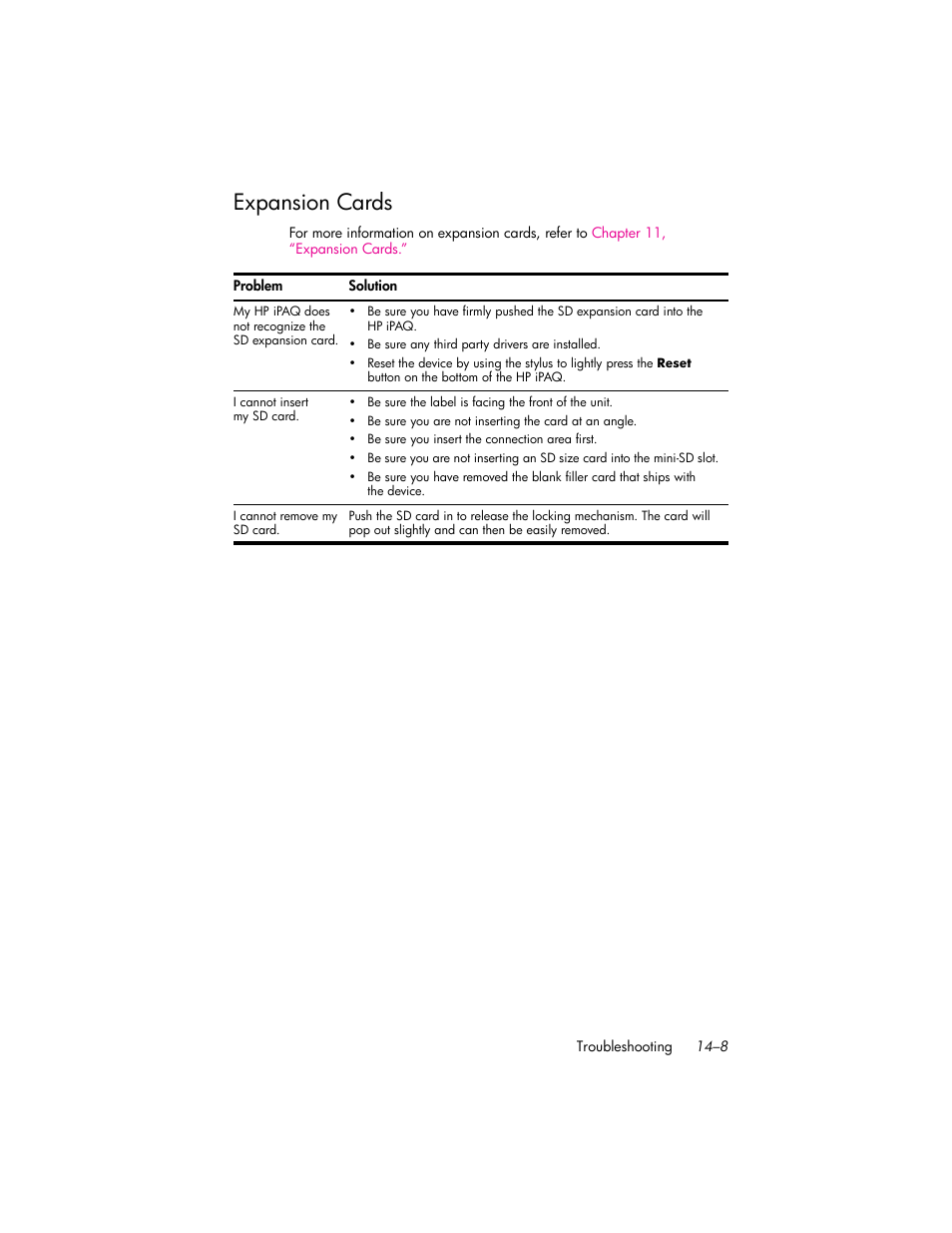 Expansion cards, Expansion cards –8 | HP iPAQ hw6500 Unlocked Mobile Messenger series User Manual | Page 172 / 192