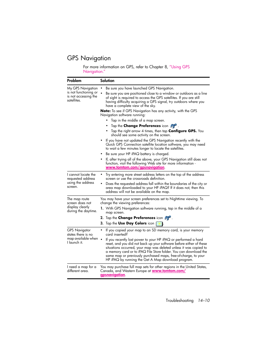 Gps navigation, Gps navigation –10 | HP iPAQ hw6500 Unlocked Mobile Messenger series User Manual | Page 174 / 192