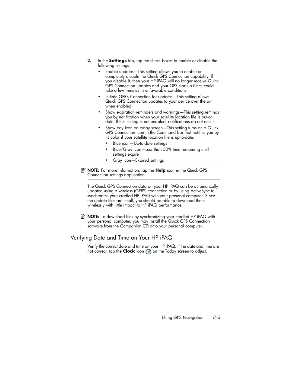 Verifying date and time on your hp ipaq, Verifying date and time on your hp ipaq –3 | HP iPAQ hw6500 Unlocked Mobile Messenger series User Manual | Page 84 / 192