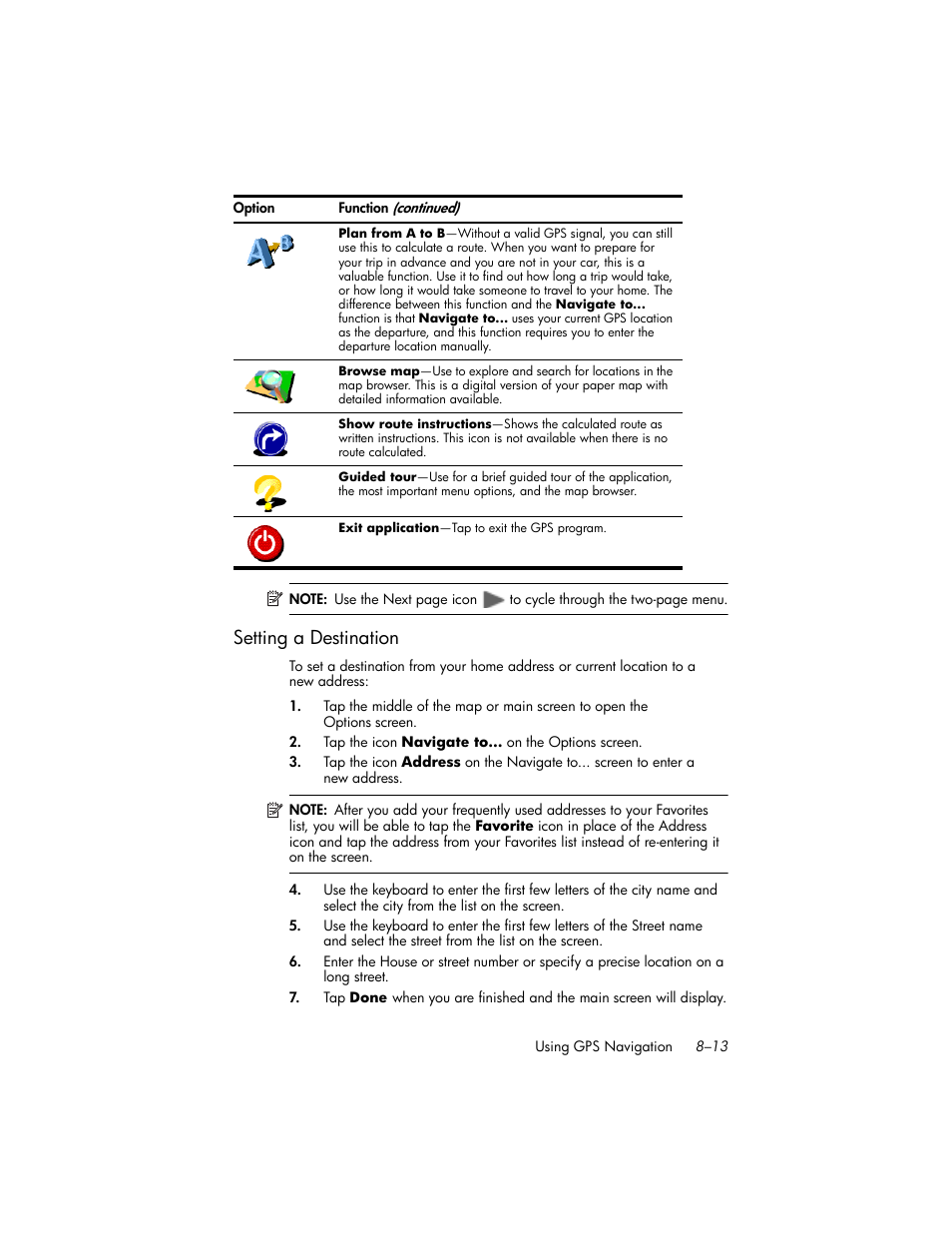 Setting a destination, Setting a destination –13 | HP iPAQ hw6500 Unlocked Mobile Messenger series User Manual | Page 94 / 192