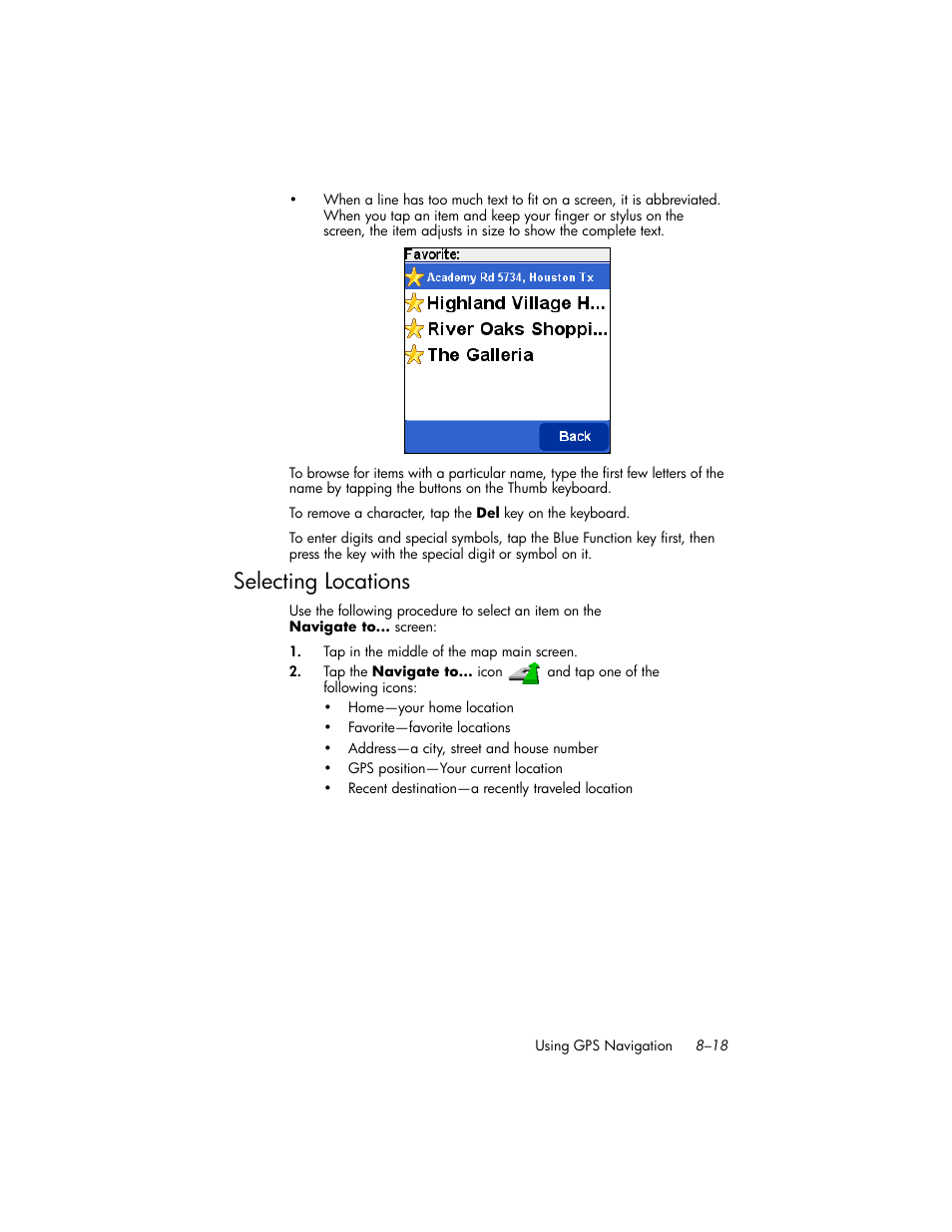 Selecting locations, Selecting locations –18 | HP iPAQ hw6500 Unlocked Mobile Messenger series User Manual | Page 99 / 192