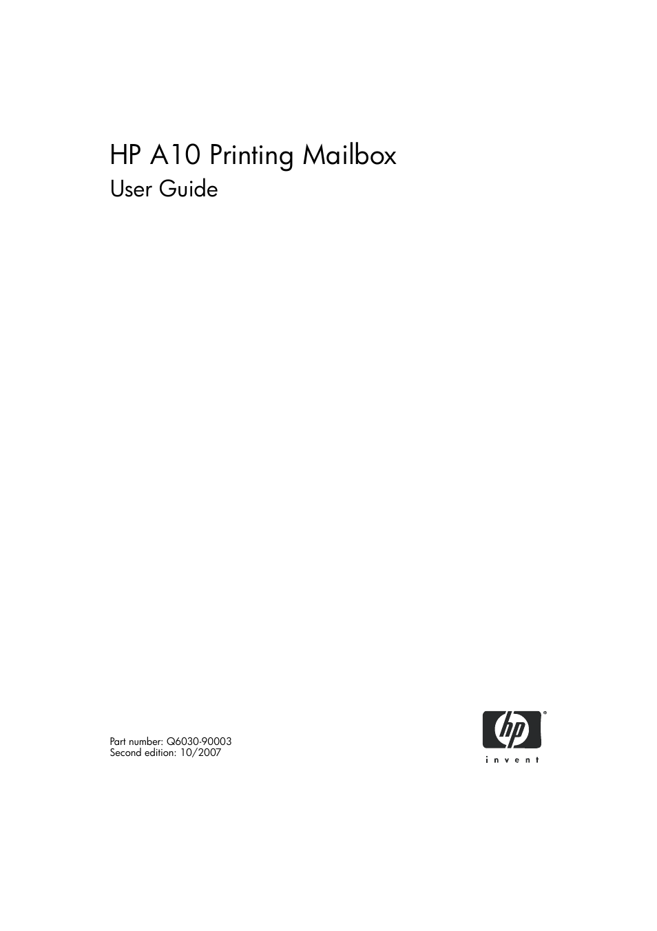 HP A10 Printing Mailbox User Manual | 30 pages