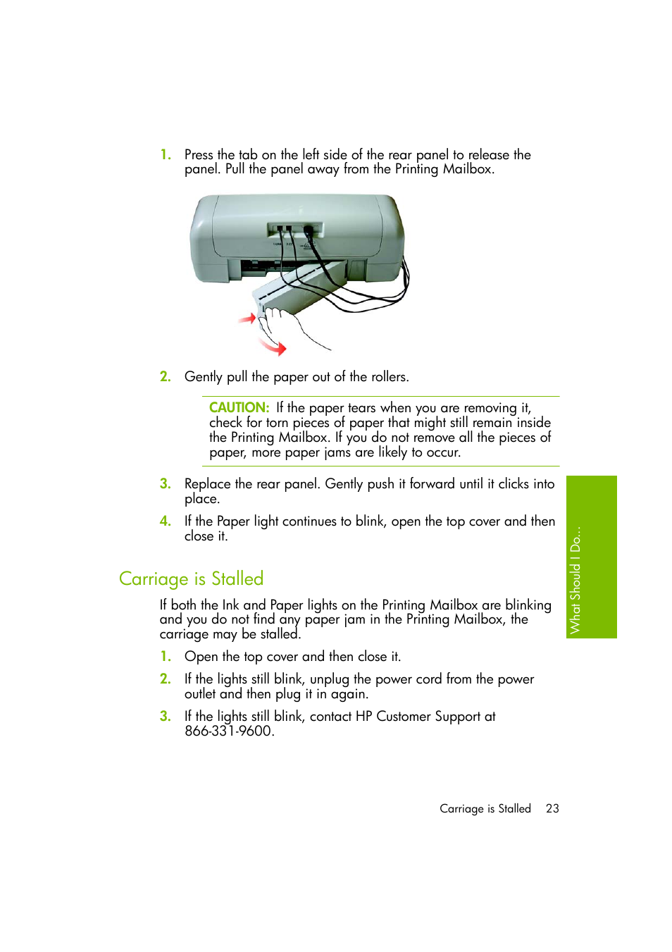 Carriage is stalled | HP A10 Printing Mailbox User Manual | Page 23 / 30