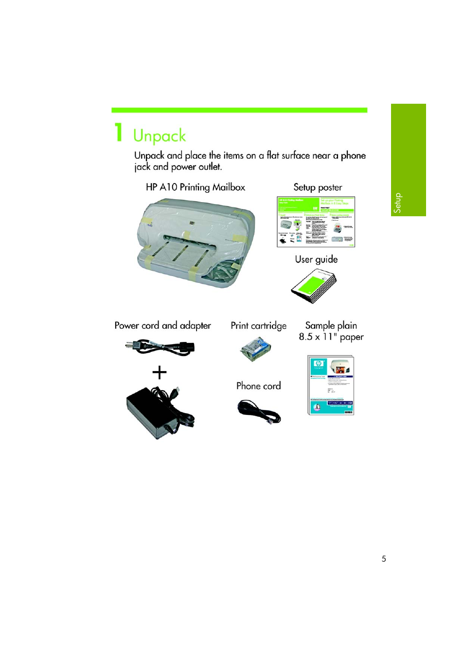 Setup | HP A10 Printing Mailbox User Manual | Page 5 / 30