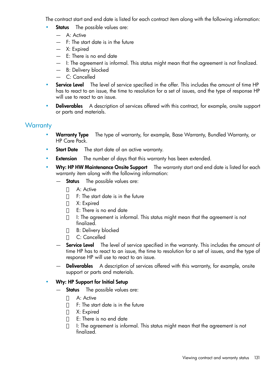 Warranty | HP Systems Insight Manager User Manual | Page 131 / 253