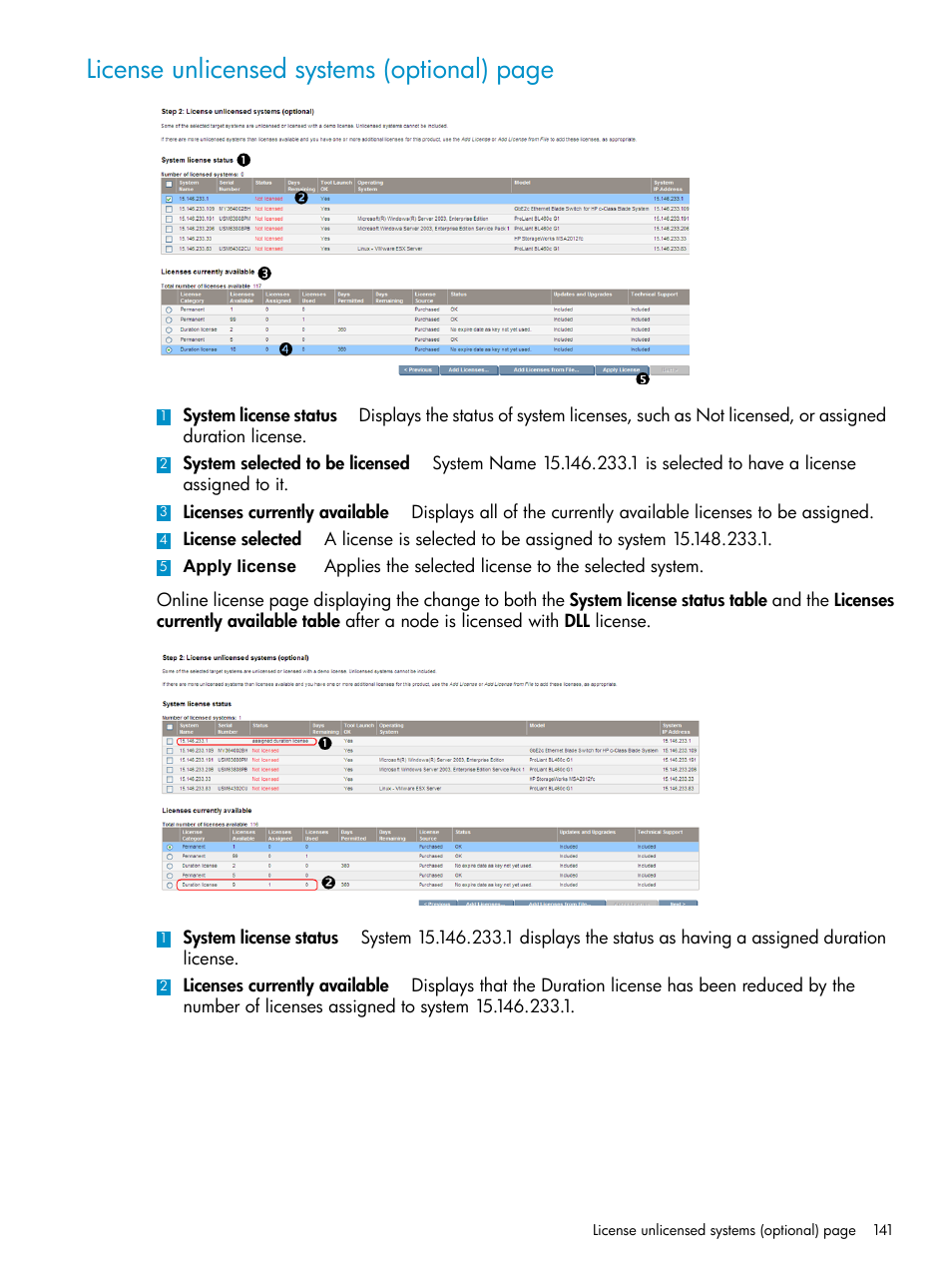 License unlicensed systems (optional) page | HP Systems Insight Manager User Manual | Page 141 / 253