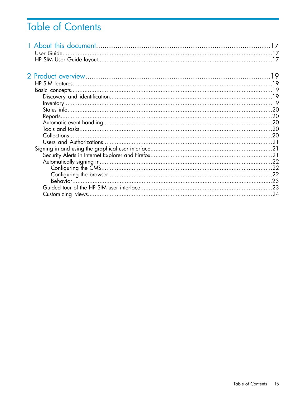 HP Systems Insight Manager User Manual | Page 15 / 253