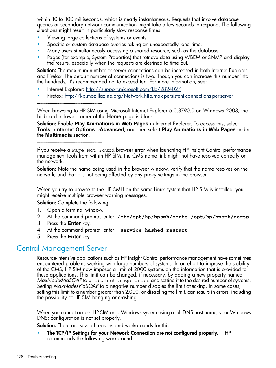 Central management server | HP Systems Insight Manager User Manual | Page 178 / 253